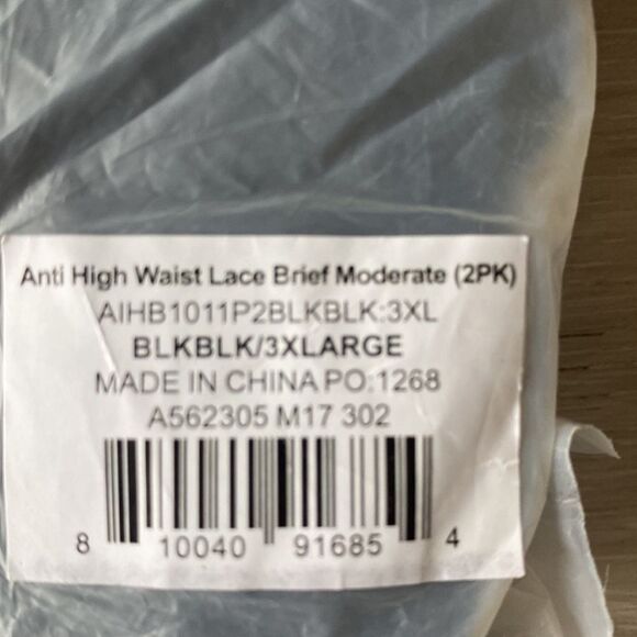 Anti x Proof Set/2 Lace Trim High Rise  Briefs 3XL Black NWT IN PACKAGING - Picture 3 of 4